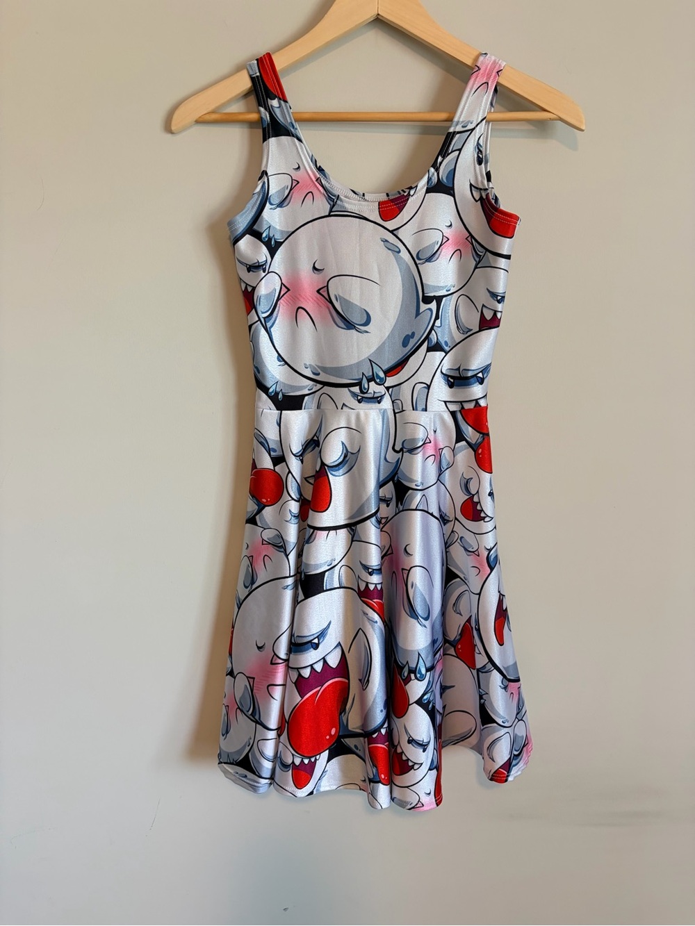Mario Boo Tank Skater Dress in White and Red living dead